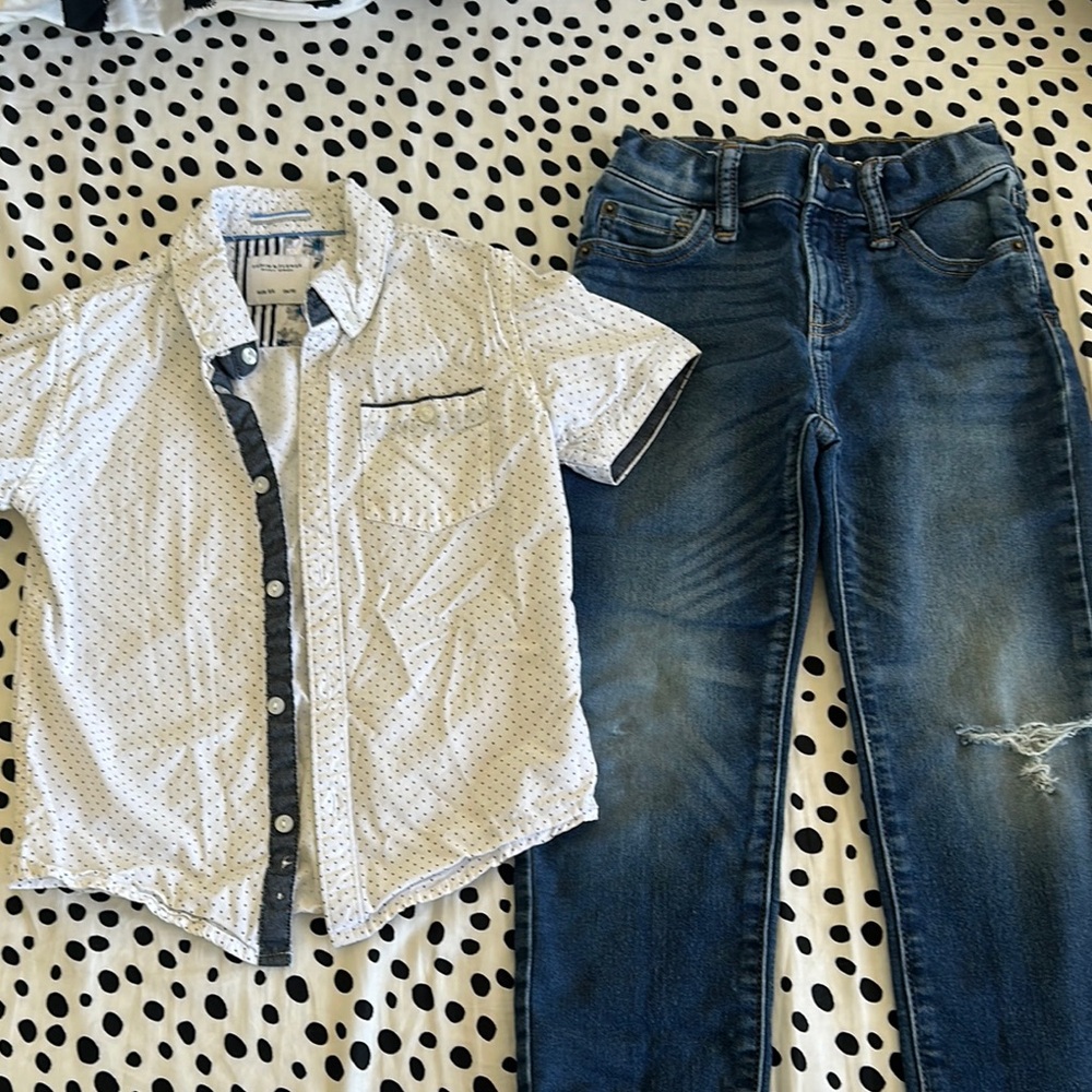 Pants and Shirt!! White Polka Dot Kids Shirt